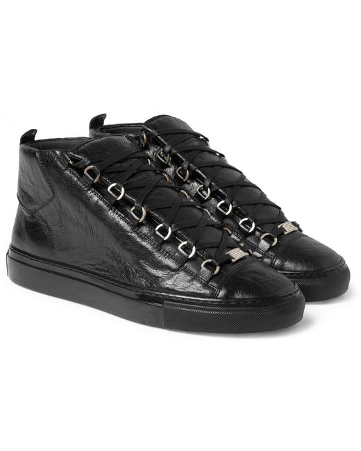 Balenciaga | Black Arena High-Top Leather Trainers for Men | Lyst