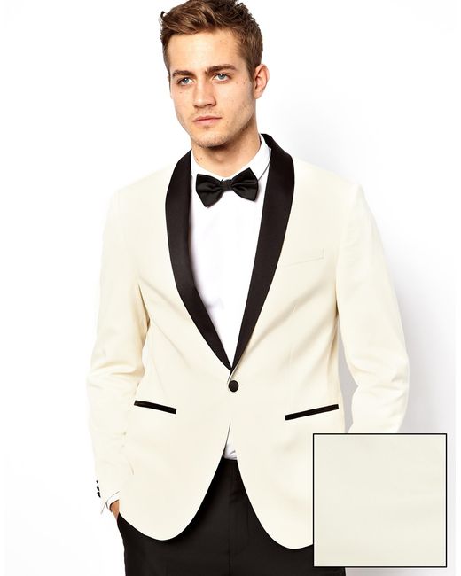 Asos Slim Tuxedo Jacket in White for Men Lyst