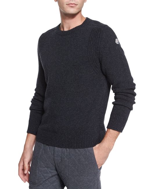 Moncler Wool Crewneck Sweater in Gray for Men - Save 31% | Lyst