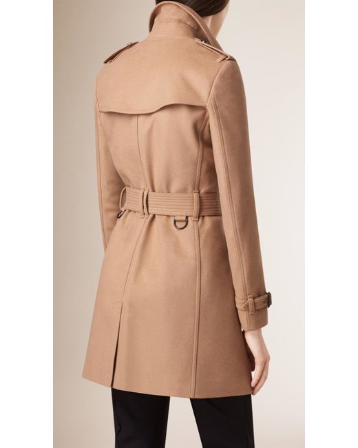 Burberry Wool Cashmere Trench Coat in Beige (camel) | Lyst