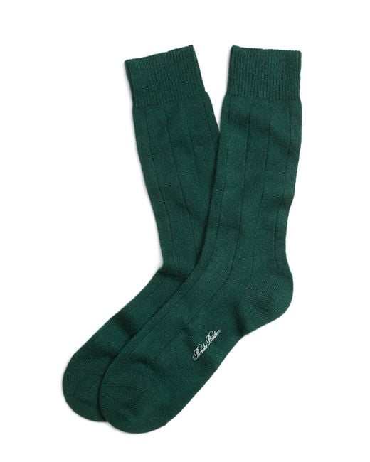 Brooks brothers Ribbed Cashmere Crew Socks in Green for Men (Dark Green