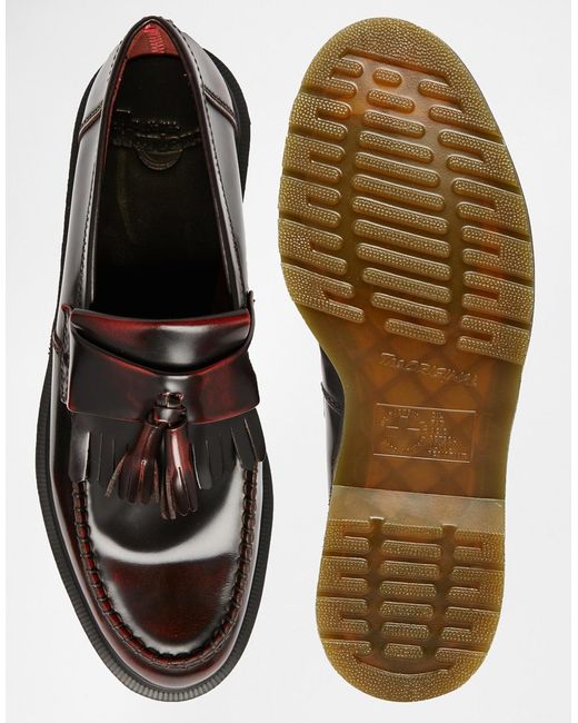 dr martens adrian bar loafers in red