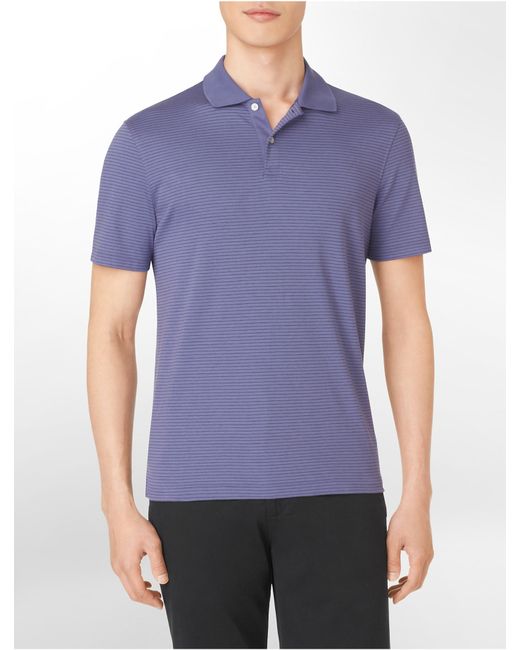 Calvin klein Classic Fit Liquid Cotton Striped Polo Shirt in Purple for ...