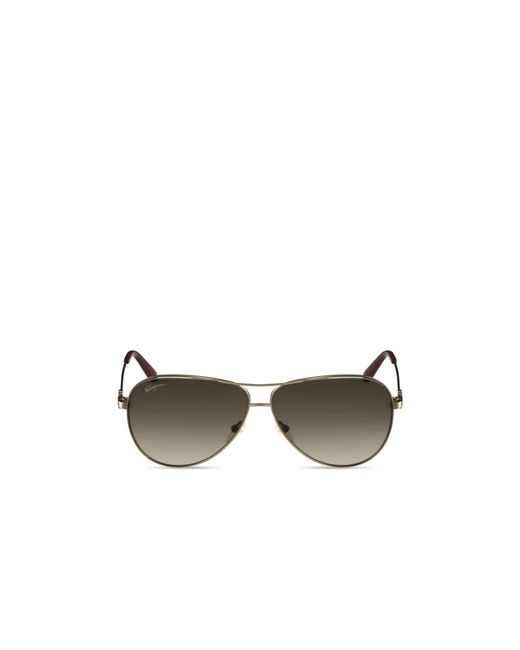 Ferragamo Gancini Temple Aviator Sunglasses, 60mm in Metallic for Men ... Ferragamo Gancini Temple Aviator Sunglasses, 60mm in Metallic for Men ...