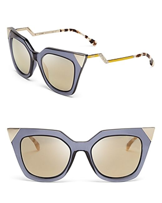 Fendi Mirrored Geometric Sunglasses, 52mm in Black | Lyst
