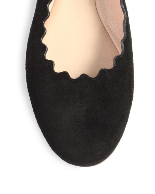 black scalloped flats