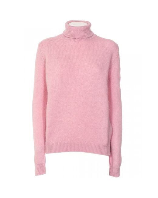 MSGM | Pink Wool Virgin High Neck Pull | Lyst