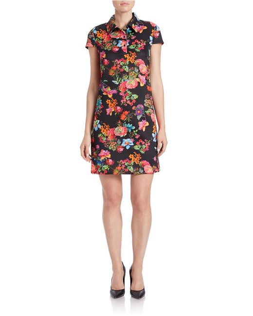 Betsey johnson Floral Shirt Dress in Multicolor (Black Multi) - Save 63 ...