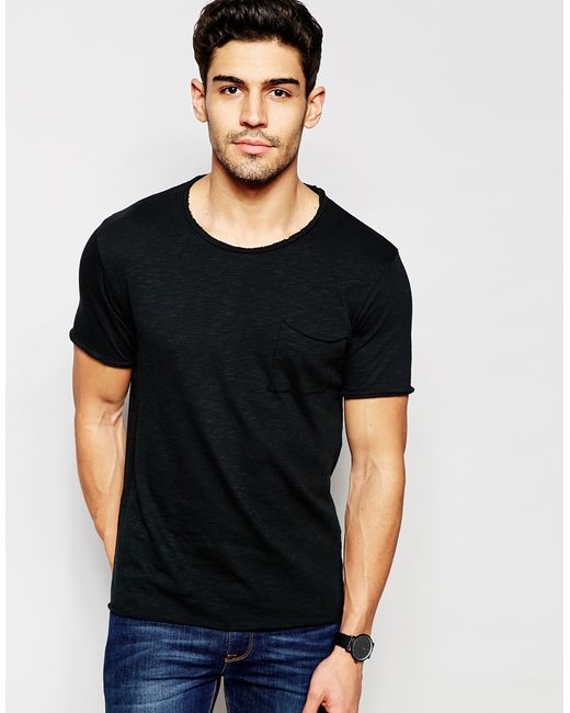 Selected Scoop Neck T-shirt in Black for Men | Lyst