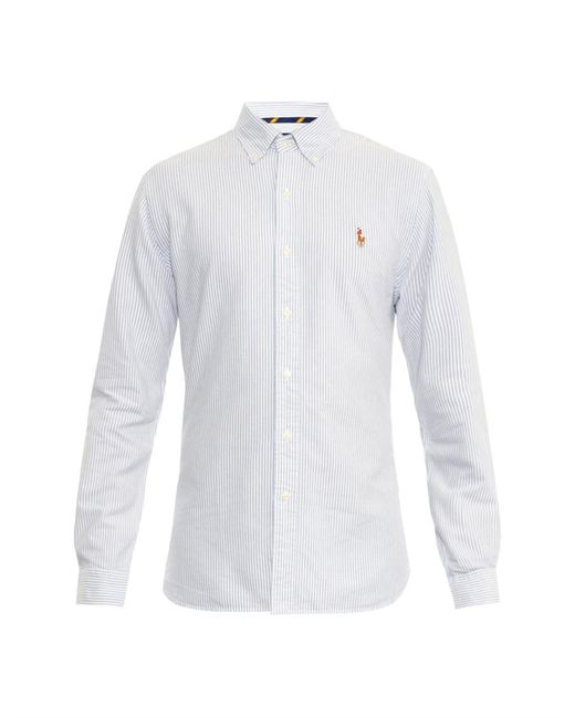 Polo ralph lauren Striped Cotton Oxford Shirt in Blue for Men | Lyst