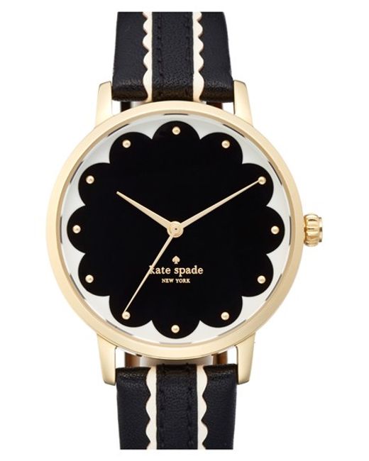 kate spade new york black black metro leather strap watch black product 0 838444399 normal