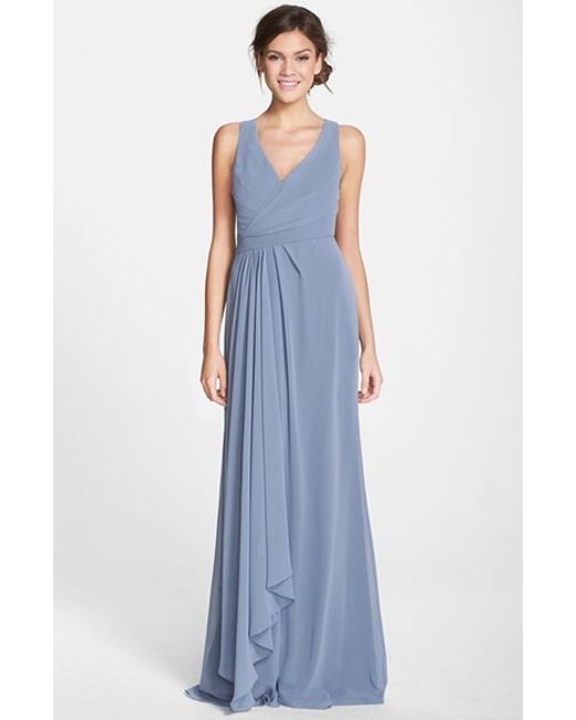 Monique lhuillier bridesmaids  Sleeveless V neck Chiffon 