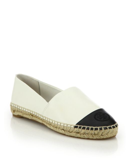 Tory burch Colorblock Leather Espadrille Flats in White (ivory) | Lyst