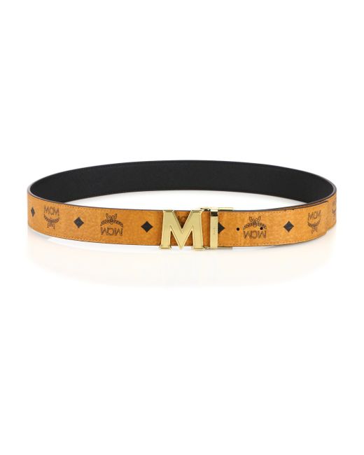 Mcm Reversible M Belt in Orange (black) | Lyst