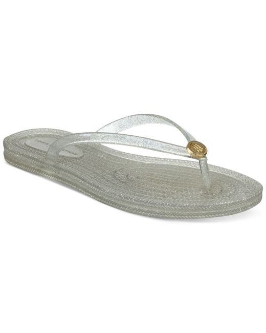 Tommy hilfiger Girly Jelly Flip-flop Sandals in Silver - Save 14% | Lyst
