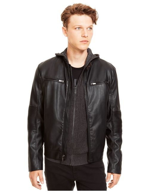 Download Kenneth cole reaction Faux-leather Ribbed Moto Jacket in ...
