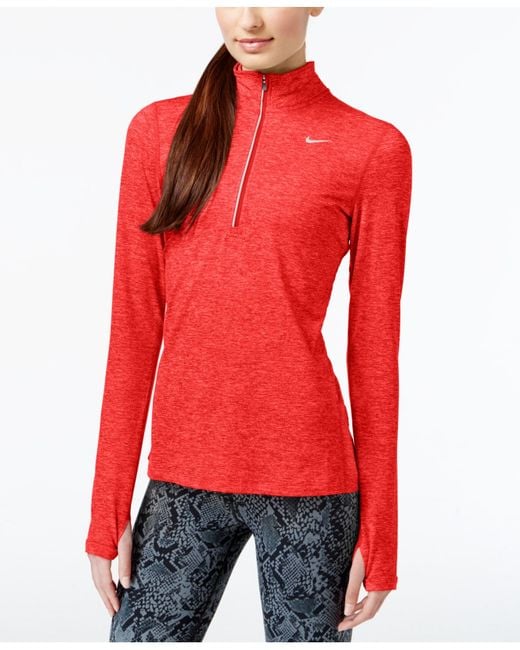 Download Nike Element Dri-fit Half-zip Running Top in Red (Light ...