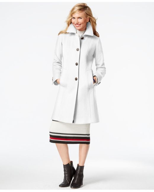 Anne klein Wool-cashmere Walker Coat in White (Ivory) | Lyst