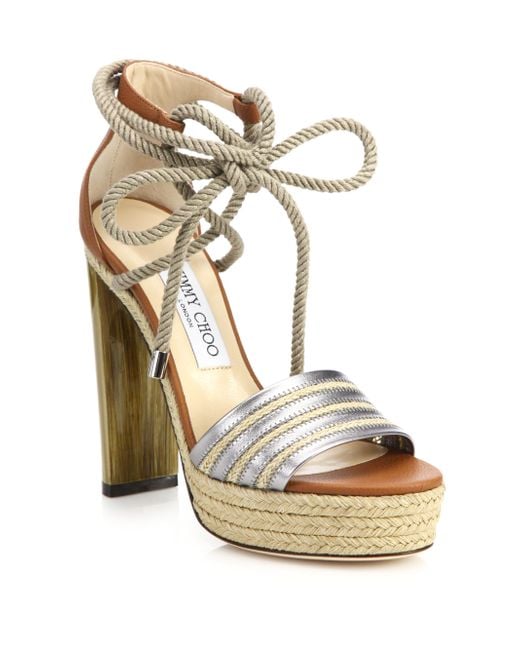 jimmy choo silver watersnake platform sandals