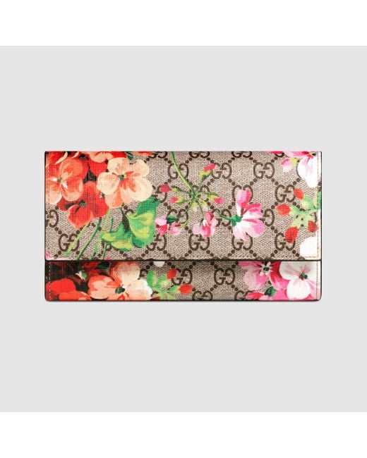 Gucci Gg Blooms Continental Wallet in Floral (GG Supreme canvas) | Lyst
