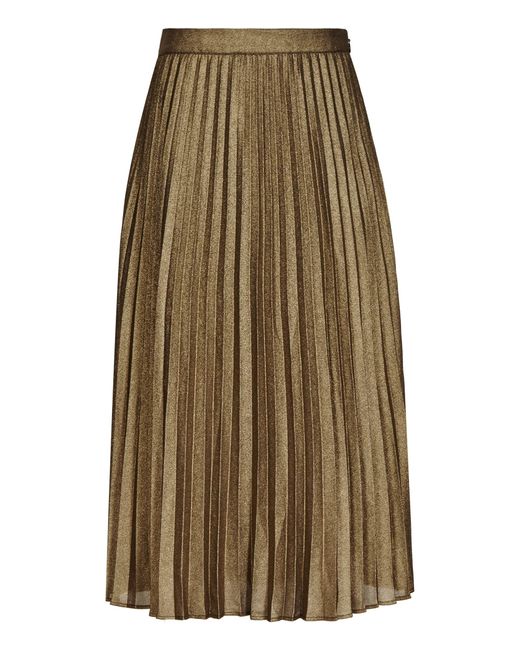 Reiss Kaeya Metallic Pleated Midi Skirt in Gold (BRONZE) | Lyst