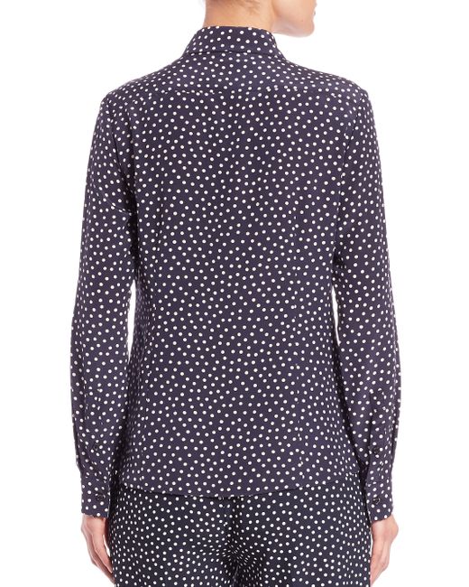 weekend by maxmara palco silk polka dot blouse in blue blue white lyst weekend by maxmara palco silk polka dot blouse in blue blue white lyst