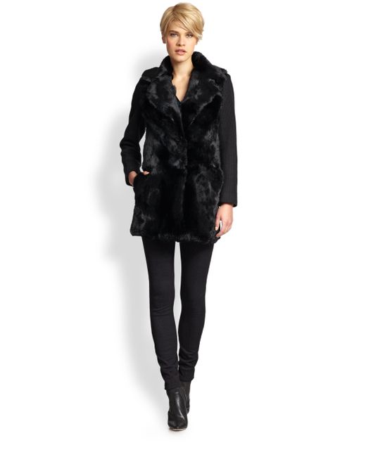 Nanette lepore Luscious Fur Coat in Black | Lyst