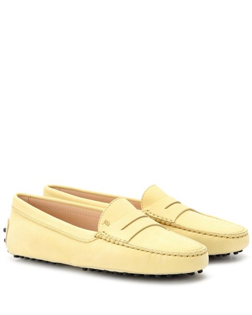 Tod's Gommini Suede Loafers in Yellow | Lyst