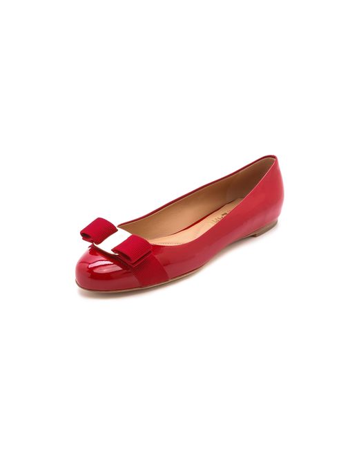 red ferragamo flats