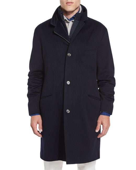 Loro piana Martingala Cashmere Storm System Coat in Blue for Men | Lyst