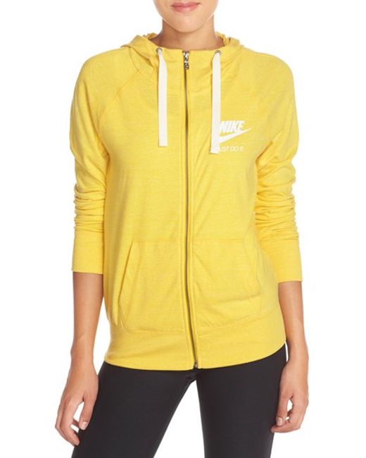 Download Nike 'gym Vintage' Front Zip Hoodie in Yellow (VARSITY ...
