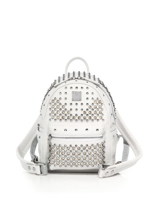Mcm Stark Special Mini Studded Leather Backpack in White | Lyst