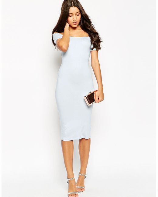 bodycon midi dress long sleeve off the shoulder