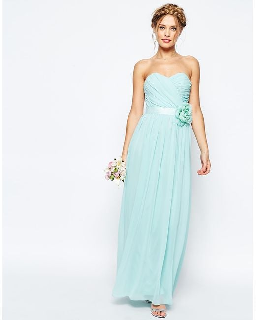  Asos  Wedding  Chiffon Maxi Bandeau Dress  With Detachable 