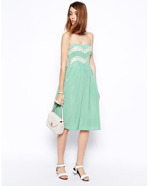  Asos  Lace Bandeau Prom  Dress  in Green Mint  Save 60 Lyst