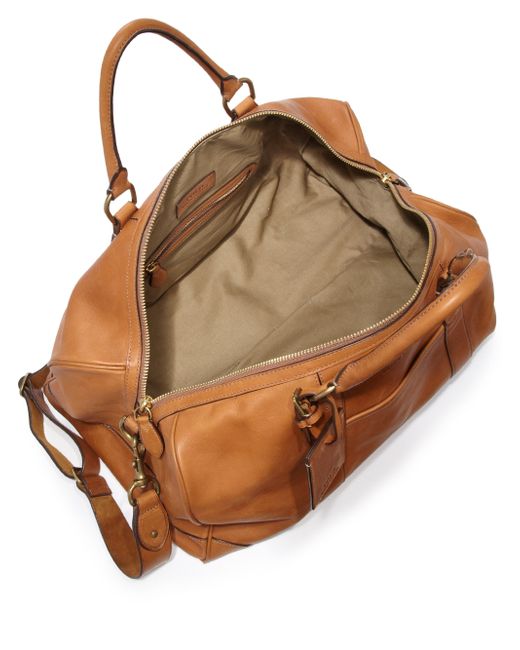 Polo ralph lauren Leather Duffel Bag in Brown for Men (cognac) | Lyst
