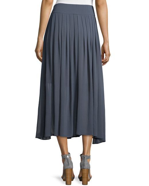 Peserico Pleated Long Chiffon Skirt in Gray | Lyst