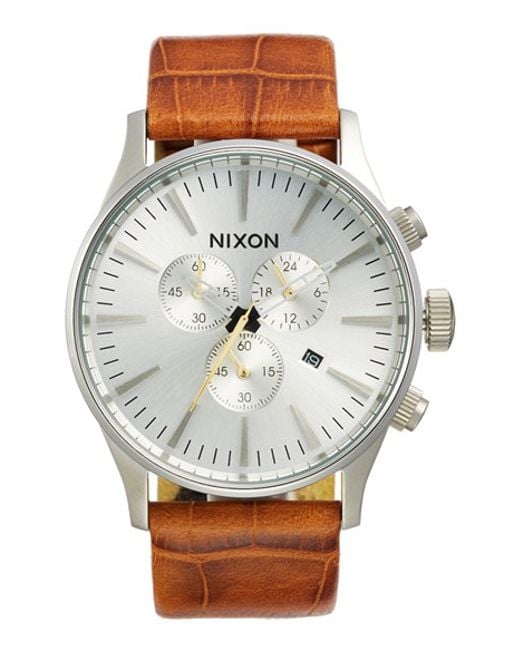 Nixon 'sentry Chrono' Embossed Leather Strap Watch in ...