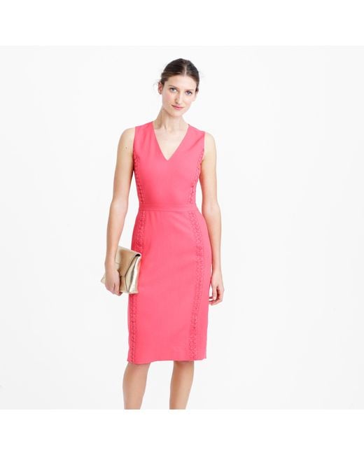 J Crew Sleeveless Sheath Dress With Eyelet Trim In Pink Coral Save