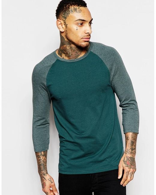 Download Asos Muscle 3/4 Sleeve T-shirt With Contrast Raglan ...