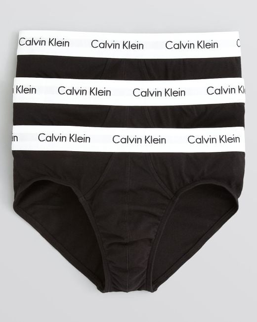 Calvin klein Cotton Stretch Hip Briefs, Pack Of 3 in Black for Men ...