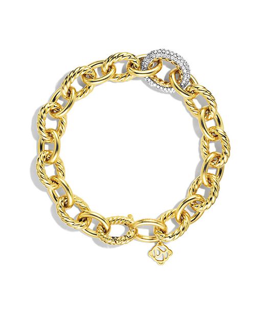 David yurman Oval Large Link Bracelet With Diamonds In 18k Gold in Gold ...