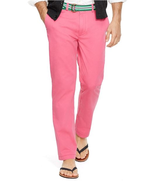Polo ralph lauren Classic-fit Flat-front Chino Pants in Pink for Men | Lyst