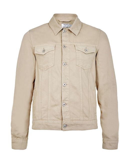 Topman Stone Denim Jacket in Beige for Men (Brown) | Lyst
