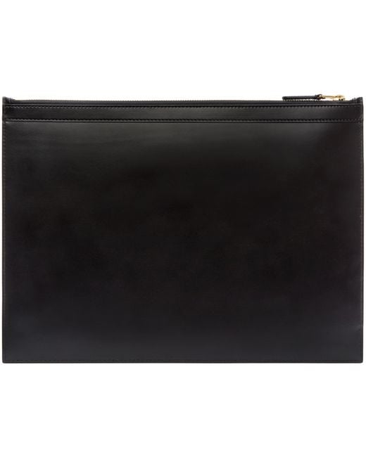 Thom browne Black Leather Document Zip Pouch in Black for Men | Lyst