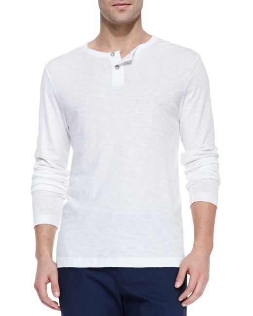 Theory Long-sleeve Two-button Henley Shirt in White for Men | Lyst