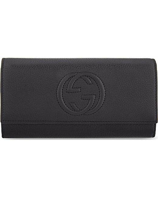 Gucci Soho Grained Leather Continental Wallet in Black (Nero) | Lyst