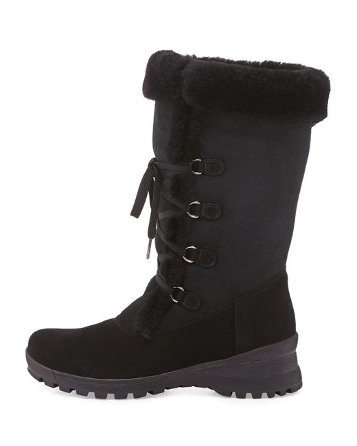 La canadienne Annabella Shearling Fur-lined Boot in Black | Lyst
