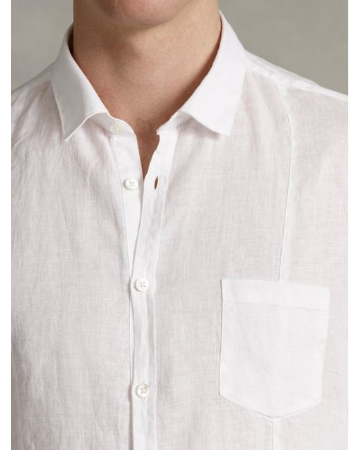 John varvatos Slim Fit Linen Button-up Shirt in White for Men | Lyst