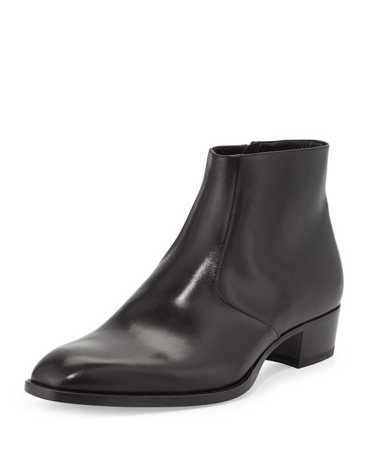 Saint laurent Wyatt Men's Leather Ankle Boot in Black for Men | Lyst